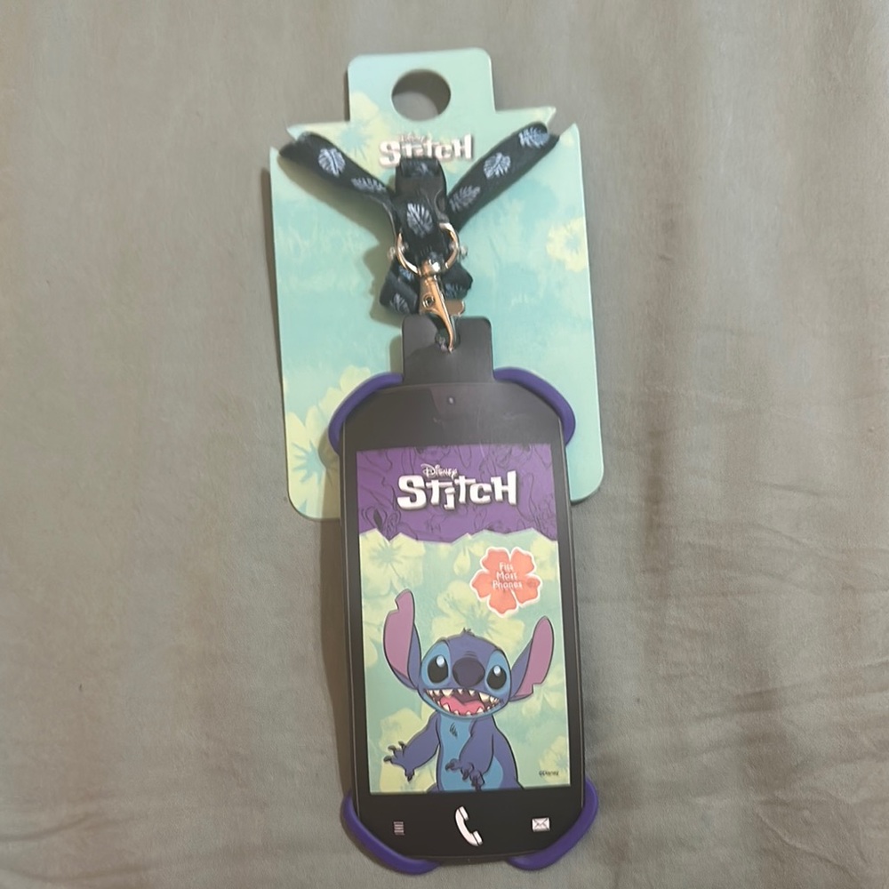 Disney Stitch Phone Case with Lanyard - Black